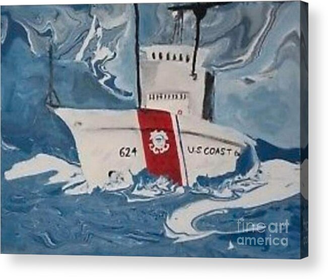 Uscg Cutter Acrylic Print featuring the painting USCGC Dauntless by Expressions By Stephanie