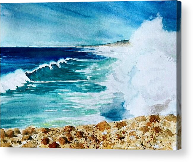 Sea Acrylic Print featuring the painting West Coast Waves by Sandie Croft