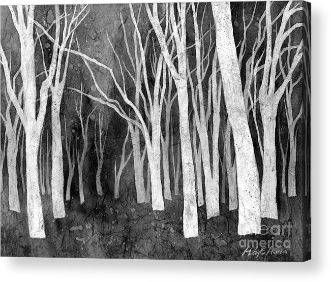 White Forest Acrylic Print featuring the painting White Forest I in Black and White by Hailey E Herrera