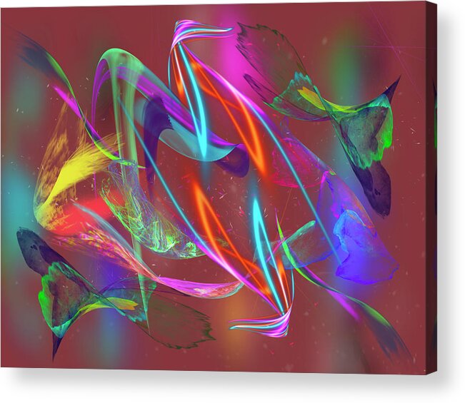 Abstract Digital Art Acrylic Print featuring the digital art Wings of Paradise by Art by Gabriele