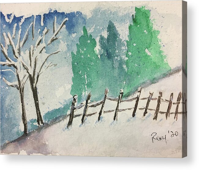 Winter Landscape Acrylic Print featuring the painting Winter Landscape 1 by Roxy Rich