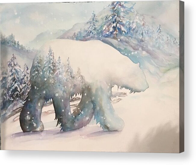 Polar Bear Acrylic Print featuring the painting Winter wanderer by Debbie Hornibrook