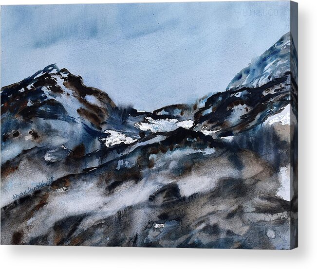Mountains Acrylic Print featuring the painting Wintry Mountains #3 by Wendy Keeney-Kennicutt