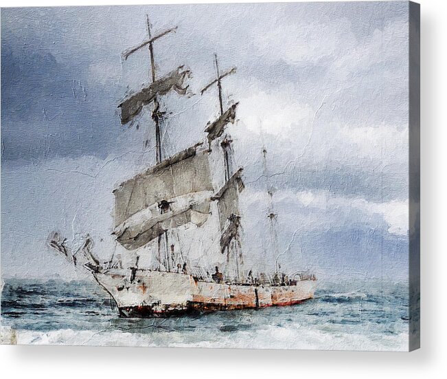 Sailing Ship Acrylic Print featuring the digital art Wrecked by Geir Rosset