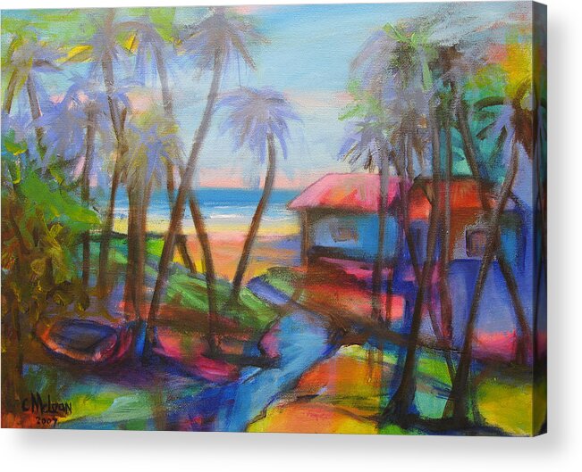 Beach Acrylic Print featuring the painting Beach House by Cynthia McLean