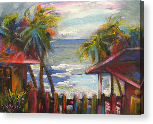 Beach Acrylic Print featuring the painting Beach Houses #1 by Cynthia McLean