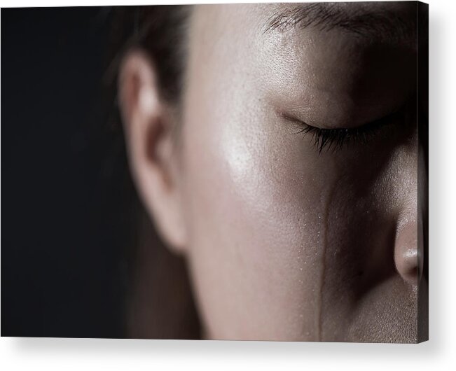 Problems Acrylic Print featuring the photograph Crying young woman #1 by Yuichiro Chino