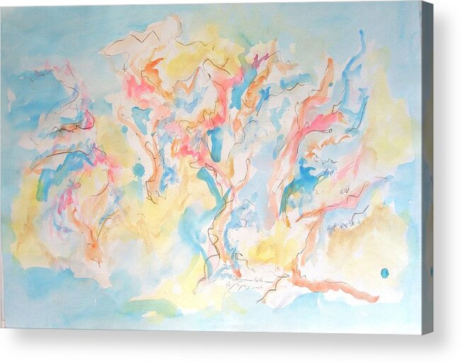 Dance Acrylic Print featuring the painting Dance of Olive Trees #2 by Esther Newman-Cohen