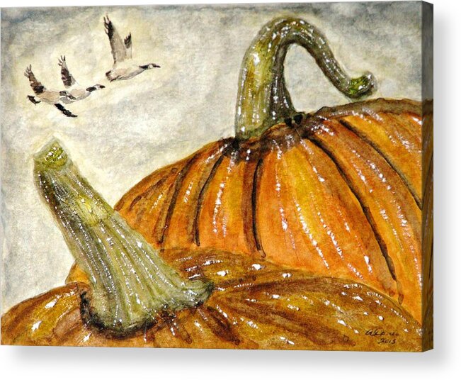 Pumpkin Paintings Acrylic Print featuring the painting Flying South by Angela Davies