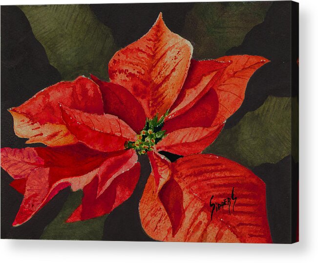 Flower Acrylic Print featuring the painting Franci's Poinsettia #1 by Sam Sidders