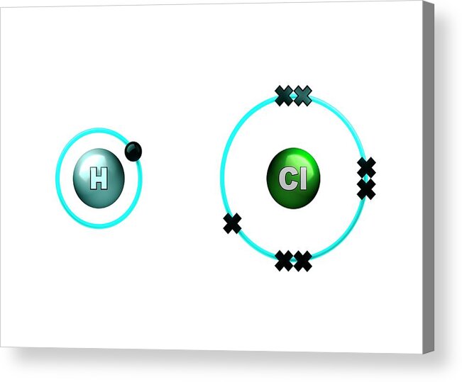 Artwork Acrylic Print featuring the photograph Hydrogen Chloride Molecule Bond Formation #1 by Animate4.com/science Photo Libary