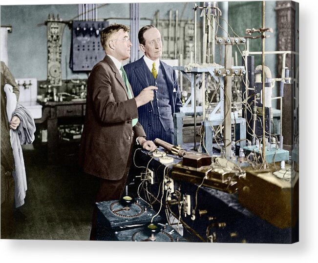Irving Langmuir Acrylic Print featuring the photograph Irving Langmuir And Guglielmo Marconi #1 by Library Of Congress