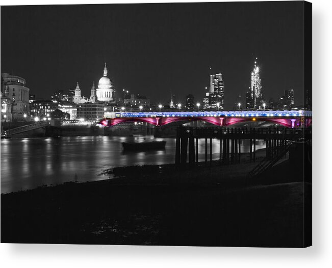 London Acrylic Print featuring the photograph London Thames Bridges BW #1 by David French