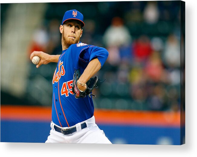 American League Baseball Acrylic Print featuring the photograph Miami Marlins V New York Mets #1 by Mike Stobe