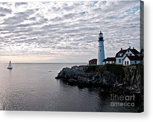 Portland Headlight Acrylic Print featuring the photograph Portland Head Light #1 by Brenda Giasson