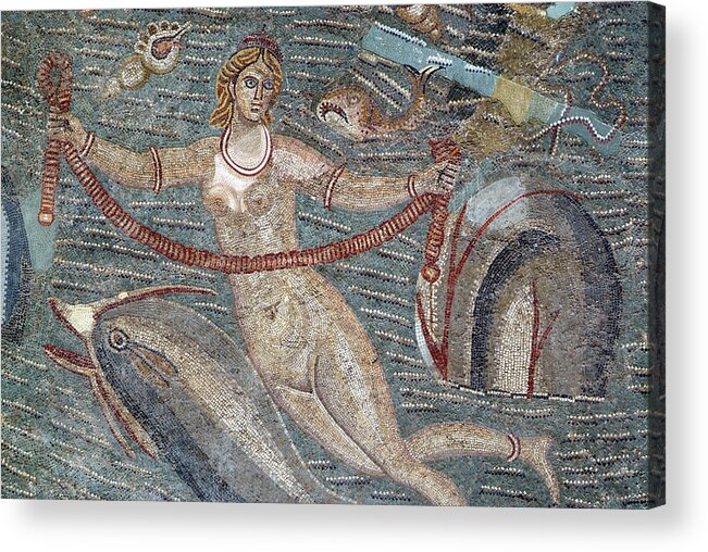 Mosaic Acrylic Print featuring the photograph Roman Mosaic In The Bardo Museum #1 by Marco Ansaloni / Science Photo Library