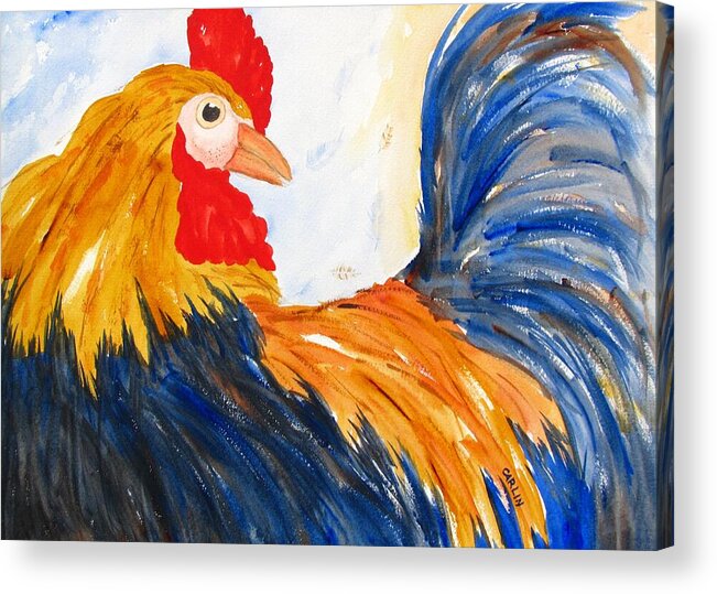 Rooster Acrylic Print featuring the painting Rooster by Carlin Blahnik CarlinArtWatercolor