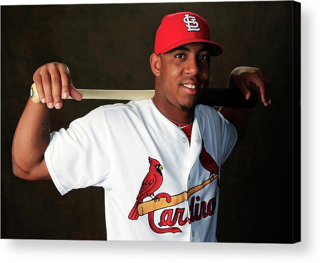 Media Day Acrylic Print featuring the photograph St. Louis Cardinals Photo Day by Rob Carr