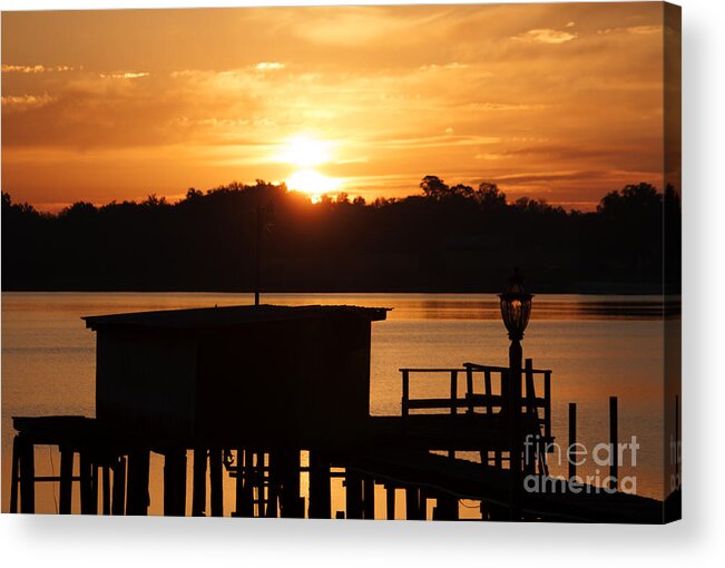 Sunrise Acrylic Print featuring the photograph Sunrise on Lake Weir - 5 #1 by Tom Doud