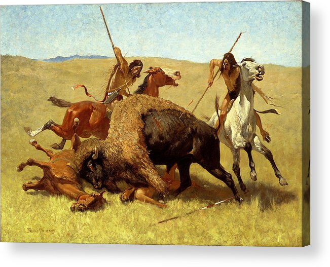 The Buffalo Hunt Acrylic Print featuring the photograph The Buffalo Hunt #5 by Frederic Remington