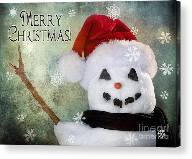 Snowman Acrylic Print featuring the photograph Winter Snowman #1 by Cindy Singleton