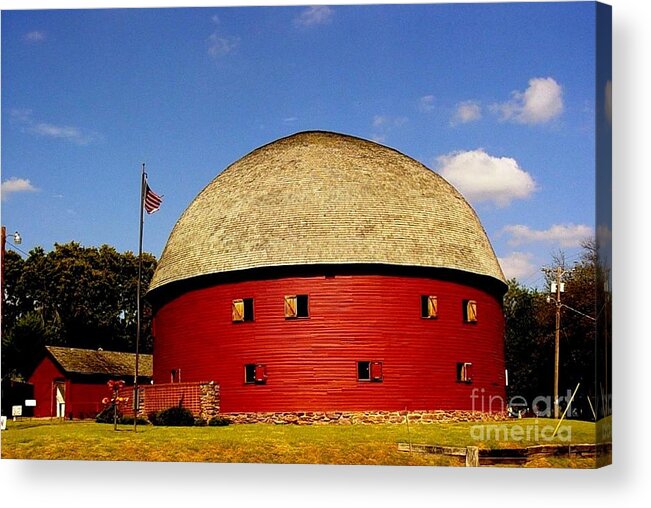 100 Year Old Round Red Barn Photograph Acrylic Print featuring the photograph 100 Year Old Round Red Barn by Janette Boyd