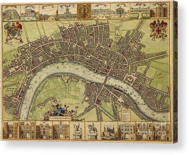 Photoshop Acrylic Print featuring the digital art 17 th Century Map Of London England by Melissa Messick