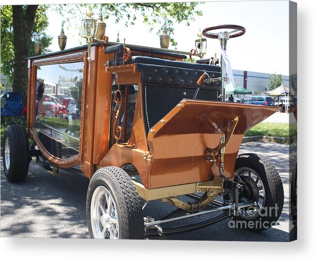 A 1852 Cunningham Hearse With 383 Chevy Stroker Engine Acrylic Print featuring the photograph A 1852 Cunningham Hearse with 383 Chevy Stroker Engine by John Telfer