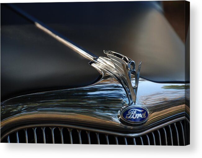 1935 Ford Coupe Acrylic Print featuring the photograph 1935 Ford V8 Emblem by Jeanne May