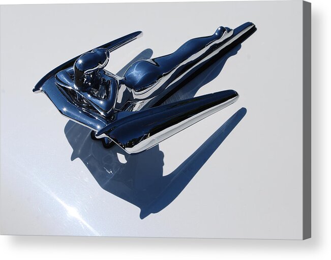 Hood Ornament Acrylic Print featuring the photograph 1961 Nash Winged Goddess Metropolitan Coupe Hood Ornament by Jani Freimann
