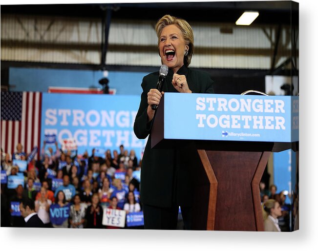Nominee Acrylic Print featuring the photograph Hillary Clinton Campaigns In Ohio Ahead #2 by Justin Sullivan