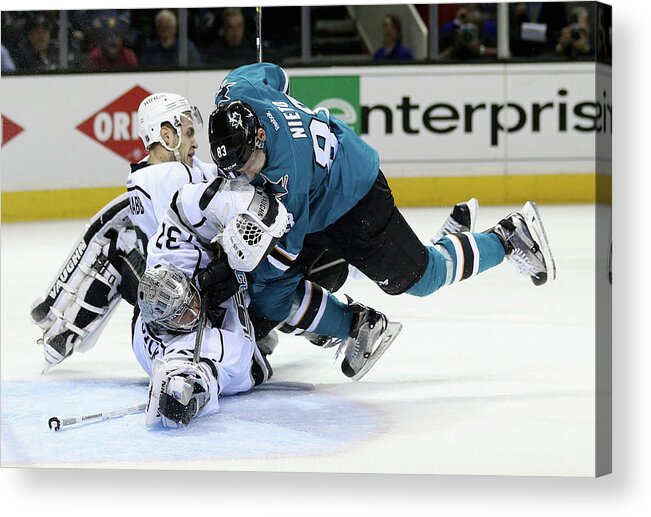 Playoffs Acrylic Print featuring the photograph Los Angeles Kings V San Jose Sharks - #2 by Ezra Shaw