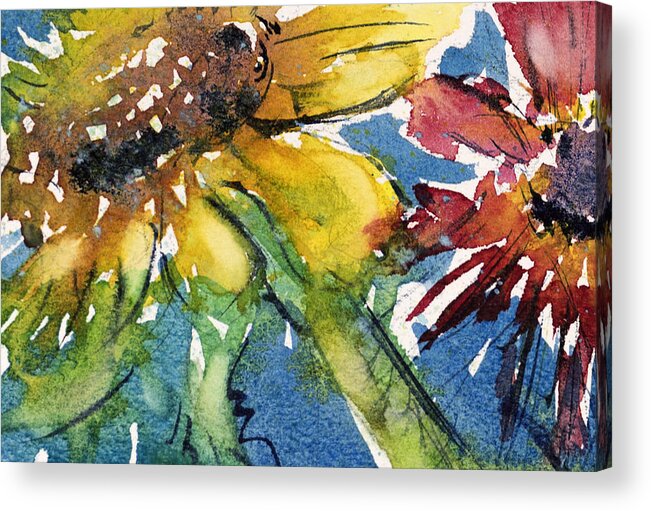 Flower Acrylic Print featuring the painting Sunflower by Judith Levins