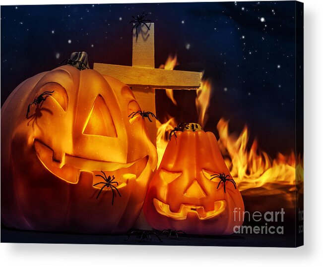Halloween Acrylic Print featuring the photograph Creepy Halloween night #3 by Anna Om