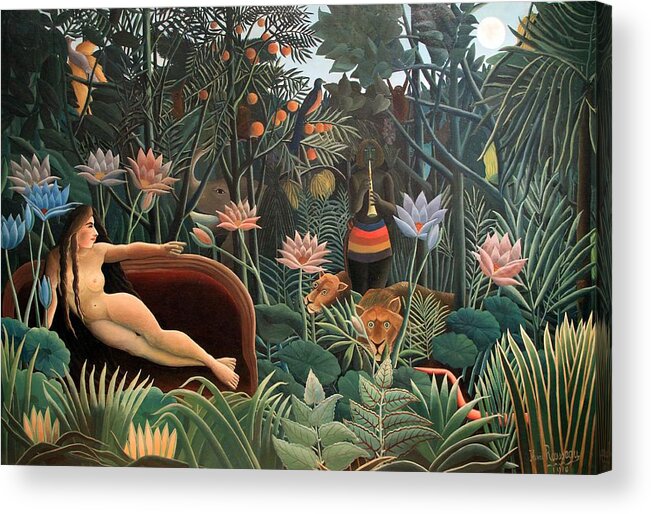 Henri Rousseau Acrylic Print featuring the painting The Dream #3 by Henri Rousseau