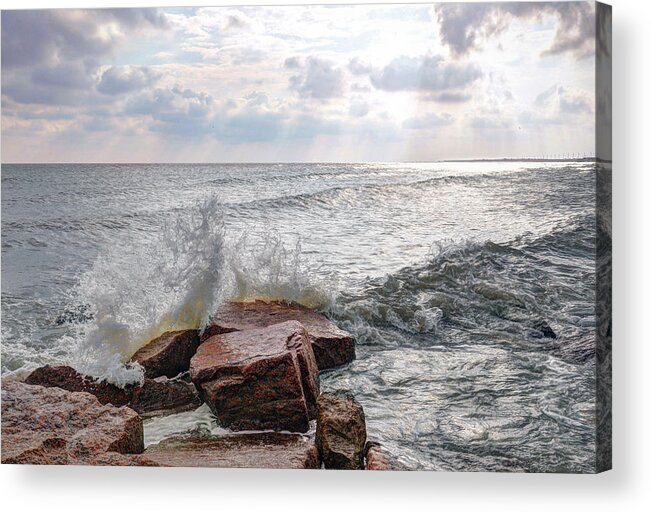 Texas Gulf Coast Acrylic Print featuring the photograph Quintana Jetty #2 by Savannah Gibbs