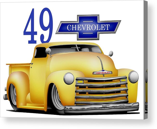 Cartoon Acrylic Print featuring the digital art 49 Chevrolet by Lyle Brown