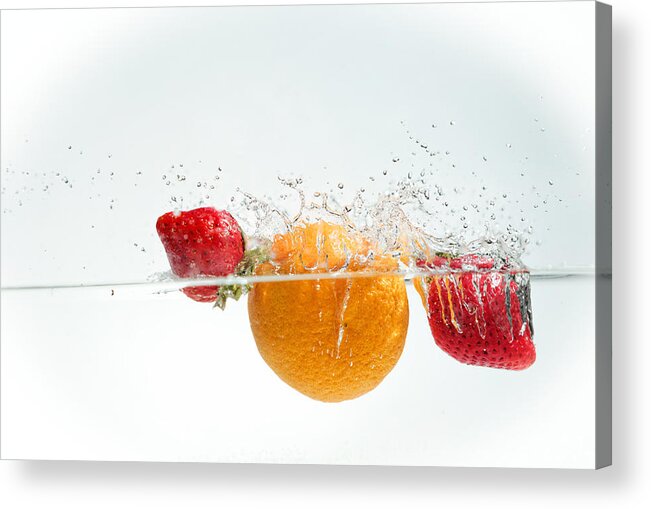 Aqua Acrylic Print featuring the photograph Splashing Fruits #5 by Peter Lakomy