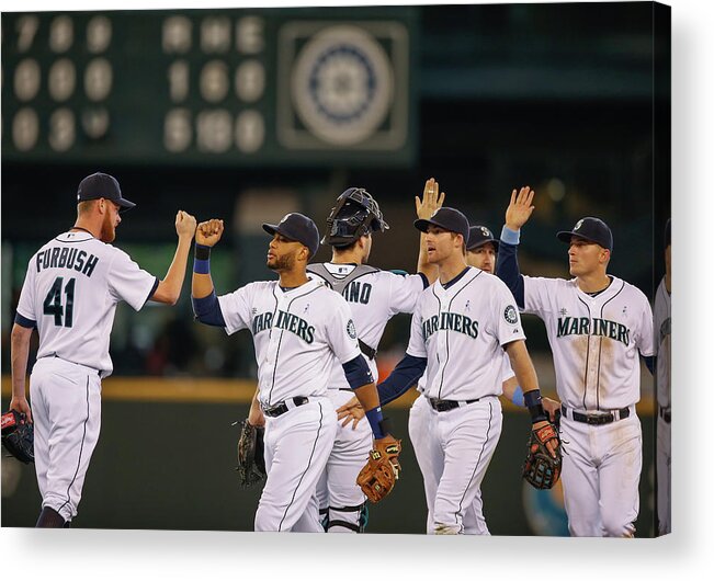 People Acrylic Print featuring the photograph Texas Rangers V Seattle Mariners #5 by Otto Greule Jr