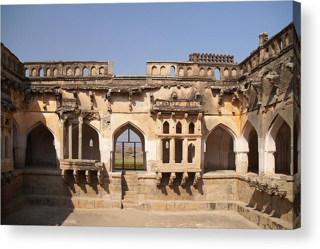 Ancient Buildings Acrylic Print featuring the digital art Hampi Temple #7 by Carol Ailles