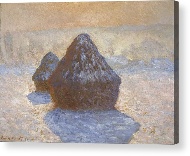 Claude Monet Acrylic Print featuring the painting Haystacks #7 by Claude Monet