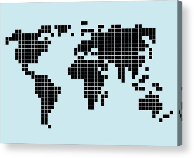 Parallel Acrylic Print featuring the digital art 8-bit Style World Map by Malte Mueller