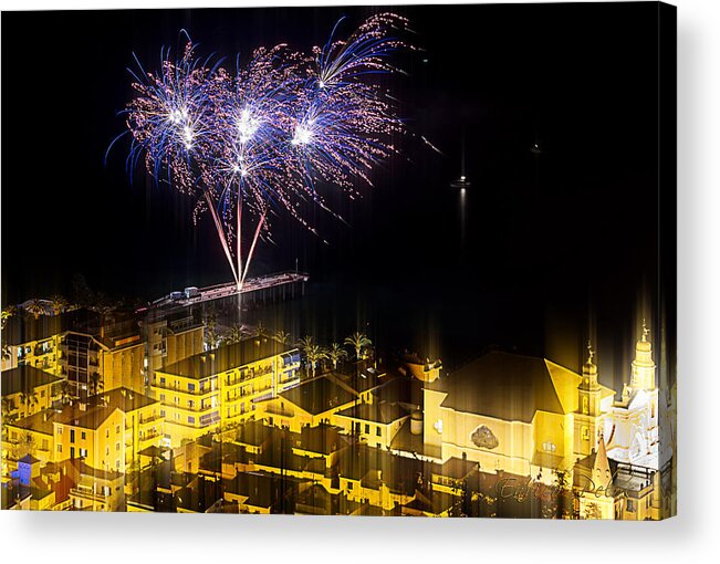Fireworks Acrylic Print featuring the photograph Fireworks - Fuochi Artificiali - Pietra Ligure #8 by Enrico Pelos