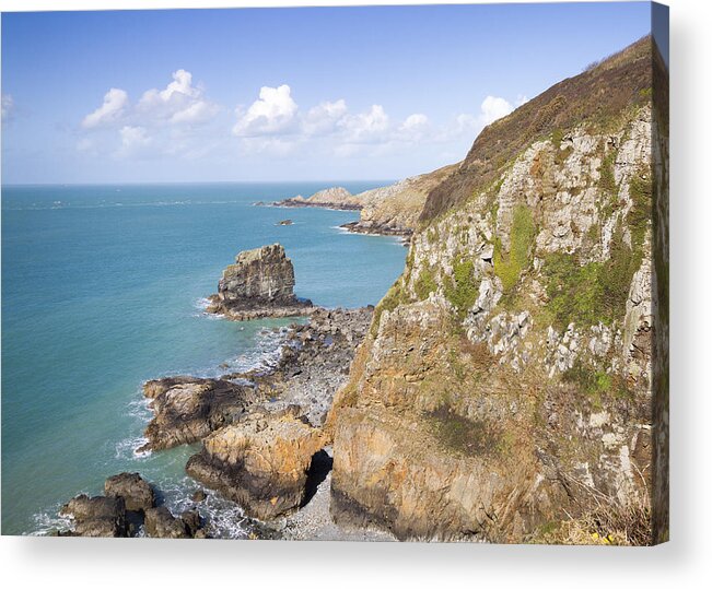 A Beautiful Coastal Scene On Sark Acrylic Print featuring the photograph A Beautiful Coastal scene on Sark by Chris Smith