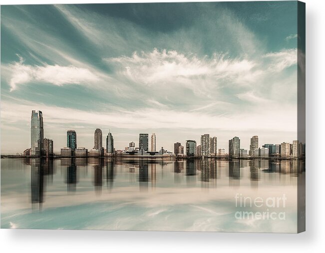 Nyc Acrylic Print featuring the photograph a look to New Jersey by Hannes Cmarits
