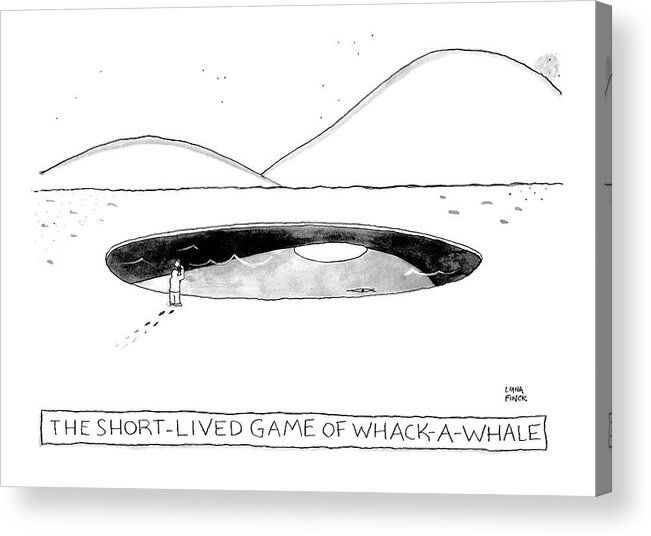 Whack-a-mole Acrylic Print featuring the drawing A Man Hold A Mallet Over A Giant Hole by Liana Finck