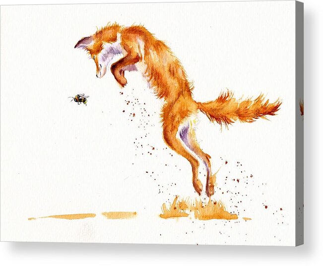 Fox Acrylic Print featuring the painting Red Fox - A Summer Jumper by Debra Hall