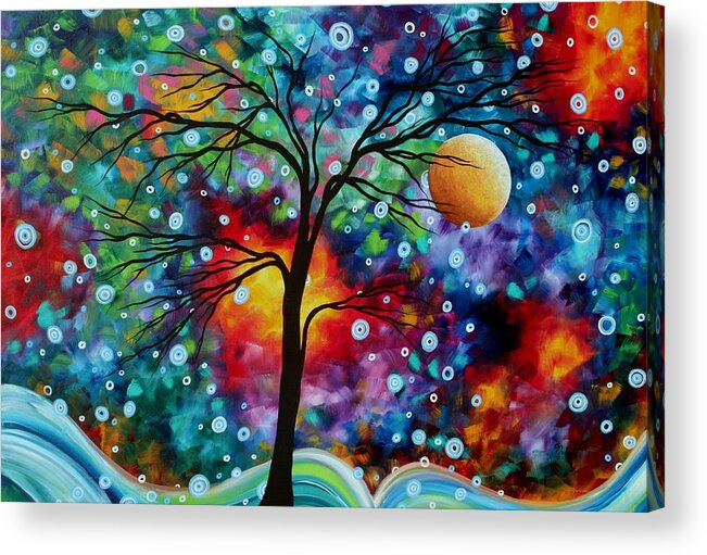 Abstract Acrylic Print featuring the painting Abstract Art Original Colorful Landscape Painting A MOMENT IN TIME by MADART by Megan Aroon