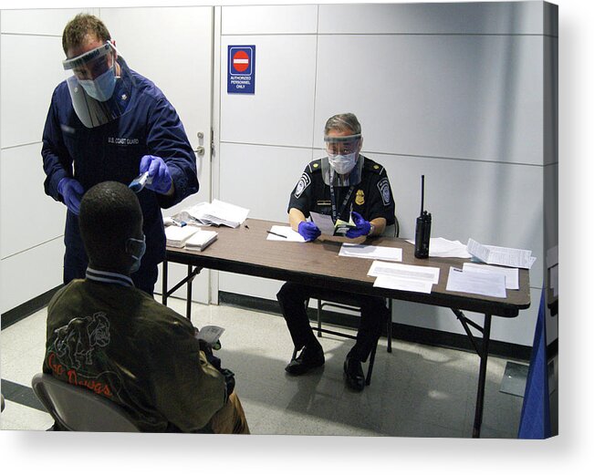 Disease Acrylic Print featuring the photograph Airport Ebola Screening by Us Border Control