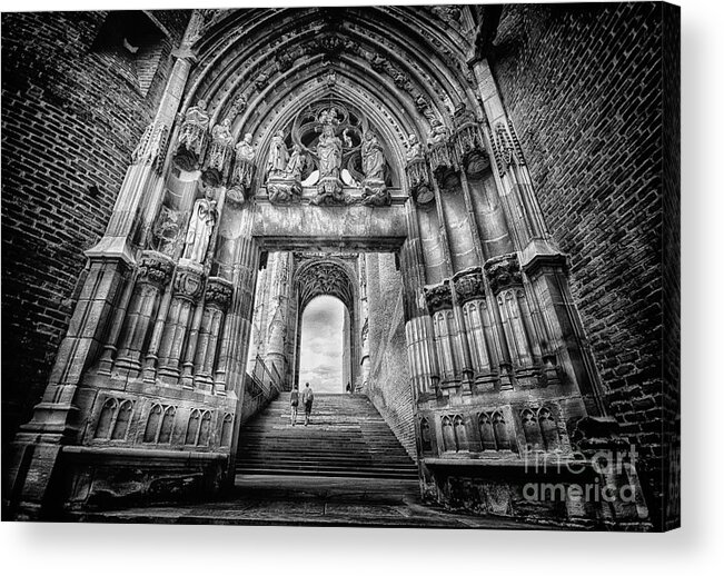  Acrylic Print featuring the photograph Albi Cathedral Arch to Heaven bw by Jack Torcello